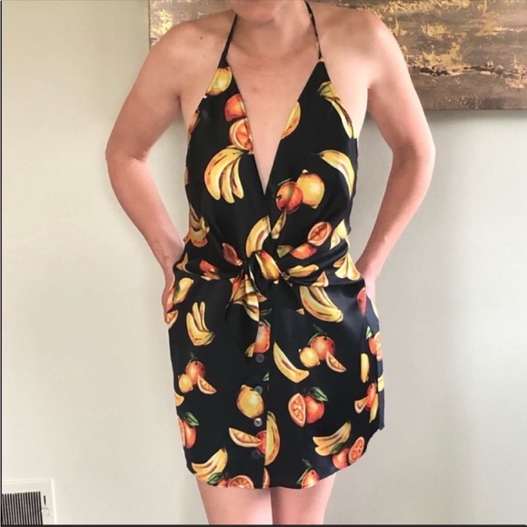 L’Academie Fruit Print Mini Dress in Navy NWOT - Picture 1 of 8